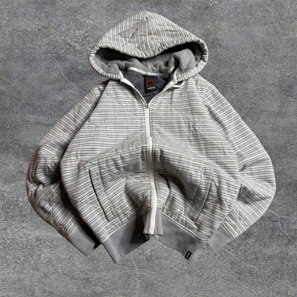 Y2K 2000s Oversized Grey‎ Tony Hawk Skater Quilted Jacket Hoodie